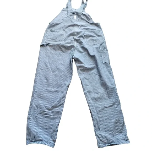 Key Imperial Overalls Men 44x34 Hickory Stripe Denim Bib Work Carpenter Railroad - Picture 6 of 8